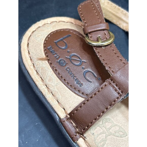 B.O.C. Womens Braided T-Strap Faux Leather Sandals Size 9M Brown & Gold - Picture 5 of 9